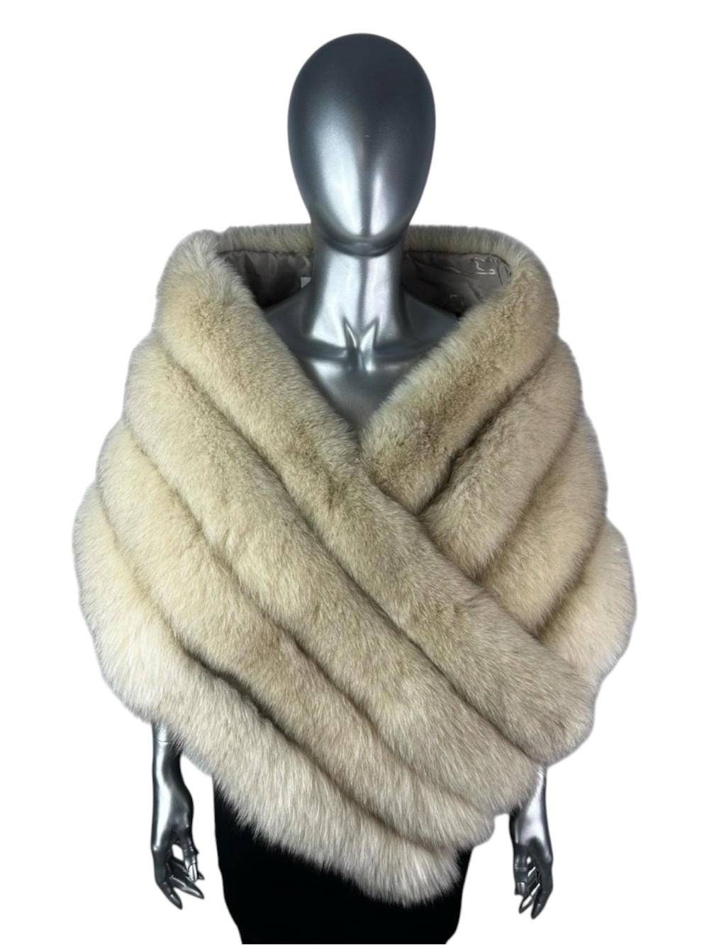 CHAMPAGNE FOX STOLE, Wrap,  70” L, Certified Vintage Fur w/Storage Bag